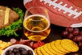 Beverage and snacks for superball football game fans Royalty Free Stock Photo