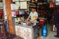 Beverage store, dealer near the counter Royalty Free Stock Photo