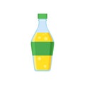 Beverages bottles, soda, lemon or orange and water. Snack vector illustration