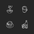 Beverages chalk white icons set on black background Royalty Free Stock Photo