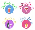 Beverages, Cocktails Vector Illustrations Set