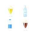 Beverages flat color vector objects set Royalty Free Stock Photo