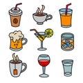 Beverages icons set Royalty Free Stock Photo