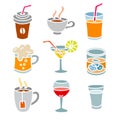 Beverages icons set Royalty Free Stock Photo