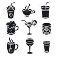 Beverages icons set Royalty Free Stock Photo