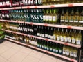 Beverages on supermarket shelves Royalty Free Stock Photo