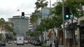 Beverly Hills bank of amerika post car Cloudy day streets and sidewalkl during coronavirus lockdown. Beverly Hills