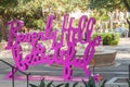 BEVERLY HILLS, LOS ANGELES, UNITED STATES - 1 November 2022: Beverly Hills Beautiful pink sign