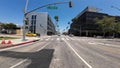 Beverly Hills Wilshire Blvd Westbound Rear View 01 at La Peer Dr Driving Plate California USA Ultra Wide