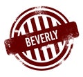 Beverly - red round grunge button, stamp
