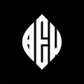 BEW circle letter logo design with circle and ellipse shape. BEW ellipse letters with typographic style. The three initials form a Royalty Free Stock Photo