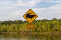 Beware Of Alligators sign outdoors Royalty Free Stock Photo