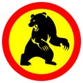 Beware of bear warning sign vector graphics illustration