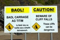 Beware of cliff falls warning sign