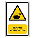 Beware Corrosives Symbol, Vector Illustration, Isolate On White Background Label. EPS10 Royalty Free Stock Photo