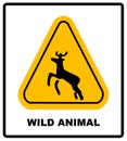 Beware deer crossing warning traffic signs. Royalty Free Stock Photo