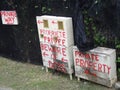 Beware of dog, private property signs in Bora Bora, French Polynesia Royalty Free Stock Photo