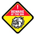 Beware of the dog sign with angry bull dog head Royalty Free Stock Photo