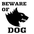 Beware of dog sign. Angry dog. Silhouette of a snarling dog. Vector flat illustration. Direwolf