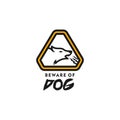 Beware of dog warning sign danger triangle in yellow color vector icon logo illustration Royalty Free Stock Photo