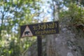 Beware elephant wildlife sign during hiking to the top of mountain plateau at Phu Kradueng National Park