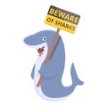 Beware fish icon cartoon vector. Danger shark