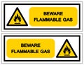 Beware Flammable Gas Symbol, Vector Illustration, Isolate On White Background Label. EPS10 Royalty Free Stock Photo