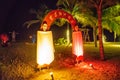 Beware gate decoration with ghosts during Halloween party