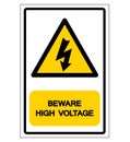 Beware High Voltage Symbol Sign, Vector Illustration, Isolated On White Background Label .EPS10 Royalty Free Stock Photo