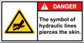 Beware of hydraulic lines piercing the skin.Vector Danger
