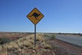 Beware of the kangaroo road sign in central Australia outback Royalty Free Stock Photo