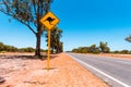 Yellow kangaroo sign on Australian country road Royalty Free Stock Photo