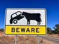 Beware of livestock road sign Royalty Free Stock Photo