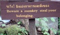Beware of monkey sign Royalty Free Stock Photo