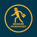 Beware pickpocket icon sign