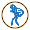 Beware pickpocket sign, thief icon illustration