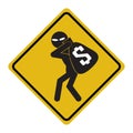 Beware pickpocket sign, thief icon illustration