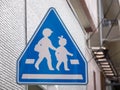 Beware. School zone road sign for childs safety. Royalty Free Stock Photo