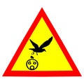 Beware of seagulls pooping warning sign vector graphics