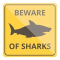 Beware the sharks board icon cartoon vector. Shark sign