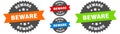 beware sign. round ribbon label set. Seal Royalty Free Stock Photo