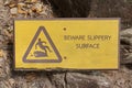 Beware slippery surface sign