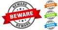 beware stamp. round band sign set. label Royalty Free Stock Photo