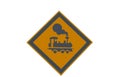 Beware of train sign isolated Royalty Free Stock Photo