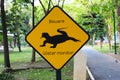 Beware water monitor or Varanus salvator sign in the park
