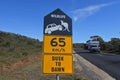 Beware of the wildlife road sign in Tasmania Australia Royalty Free Stock Photo