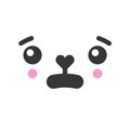 Bewildered kawaii cute emotion face, emoticon vector icon