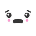 Bewildered kawaii cute emotion face, emoticon vector icon