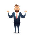 Bewildered Successful beard businessman character. Business concept illustration Royalty Free Stock Photo