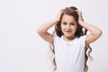 Bewilderment. Surprise. Portrait girl. Emotions. Child Royalty Free Stock Photo